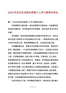 2025年武漢抗擊肺炎疫情個人學習感想與體會