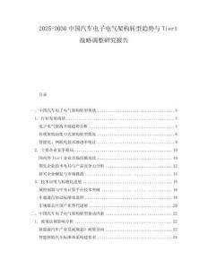 2025-2030中國汽車電子電氣架構轉型趨勢與Tier1戰略調整研究報告