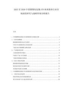 2025至2030中國銻錫氧化物ATO納米粉體行業(yè)市場深度研究與戰(zhàn)略咨詢分析報告