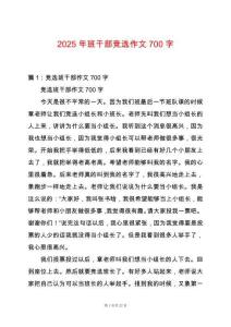 2025年班干部競(jìng)選作文700字
