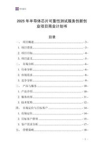 2025年半導體芯片可靠性測試服務創新創業項目商業計劃書