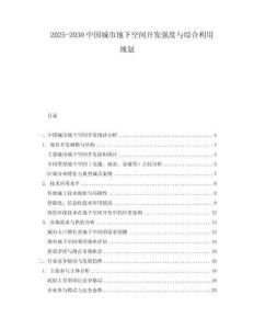 2025-2030中國(guó)城市地下空間開發(fā)強(qiáng)度與綜合利用規(guī)劃