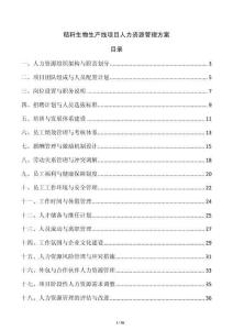 秸稈生物生產(chǎn)線項目人力資源管理方案