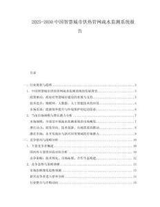 2025-2030中國智慧城市供熱管網疏水監測系統報告