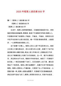 2025年稻草人讀后感800字