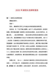 2025年消防隊伍辭職報告