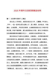 2025年青年五四獎章事跡材料