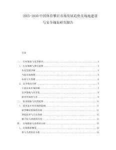 2025-2030中國體育攀巖市場發展趨勢及場地建設與安全規范研究報告