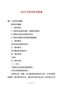 2025年防洪防汛教案