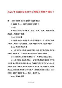 2025年項目部財務(wù)會計處理程序制度有哪些？