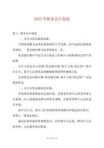 2025年財務(wù)會計制度
