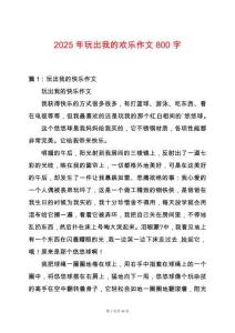 2025年玩出我的歡樂作文800字