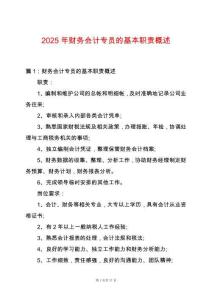 2025年財務會計專員的基本職責概述