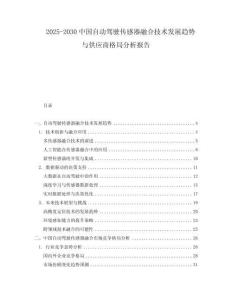 2025-2030中國自動駕駛傳感器融合技術發展趨勢與供應商格局分析報告