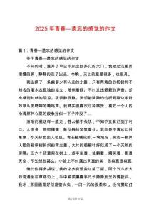 2025年青春—遺忘的感覺的作文