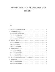 2025-2030中國投幣式洗衣機行業技術瓶頸與突破路徑分析