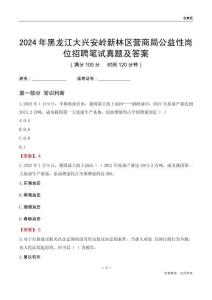2024年黑龍江大興安嶺新林區(qū)營商局公益性崗位招聘筆試真題及答案