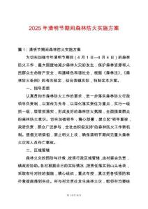 2025年清明節期間森林防火實施方案