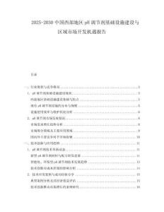 2025-2030中國西部地區pH調節劑基礎設施建設與區域市場開發機遇報告