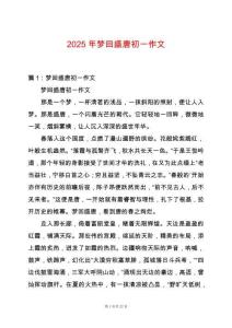 2025年夢回盛唐初一作文