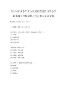 2024-2025學(xué)年文山壯族苗族自治州某小學(xué)四年級下學(xué)期道德與法治期末復(fù)習(xí)試卷