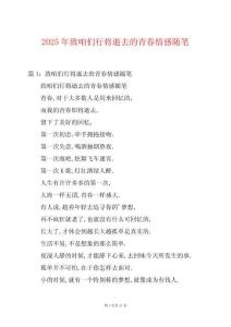 2025年致咱們行將逝去的青春情感隨筆