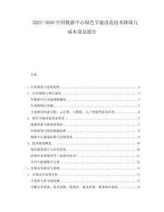 2025-2030中國數據中心綠色節能改造技術路線與成本效益報告