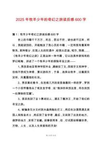 2025年牧羊少年的奇幻之旅讀后感600字