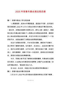 2025年觀看冬奧會演出觀后感