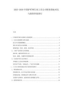 2025-2030中國護(hù)欄網(wǎng)行業(yè)上市公司財(cái)務(wù)指標(biāo)對(duì)比與投資價(jià)值排行