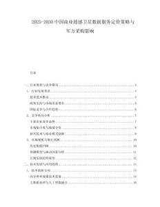 2025-2030中國商業遙感衛星數據服務定價策略與軍方采購影響
