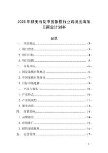 2025年精美石制中國象棋行業跨境出海項目商業計劃書