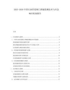 2025-2030中國石油管道閥門泄漏監測技術與應急響應機制報告