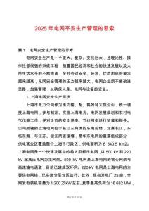 2025年電網(wǎng)平安生產(chǎn)管理的思索