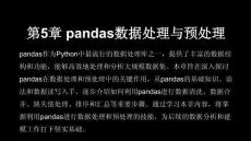 大數(shù)據(jù)分析方法及應(yīng)用——基于Python實(shí)現(xiàn)  課件   第5章 pandas數(shù)據(jù)處理與預(yù)處理