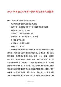 2025年高校生對于留守孩問題的社會實踐報告
