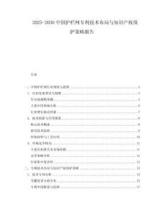2025-2030中國(guó)護(hù)欄網(wǎng)專利技術(shù)布局與知識(shí)產(chǎn)權(quán)保護(hù)策略報(bào)告