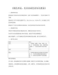 《顏色理論：美術(shù)基礎(chǔ)色彩知識教案》