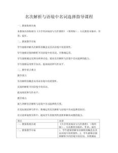 名次解析與語境中名詞選擇指導課程