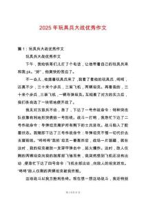 2025年玩具兵大戰(zhàn)優(yōu)秀作文