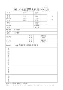 事業(yè)單位工作人員調(diào)動(dòng)審批表