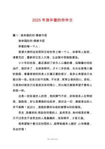 2025年致華蜜的你作文