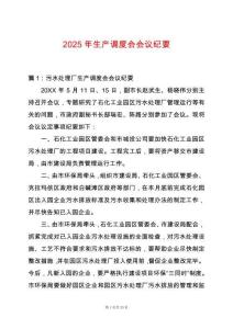 2025年生產調度會會議紀要