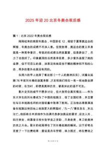 2025年迎20北京冬奧會觀后感