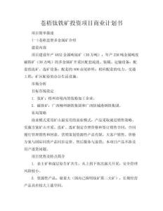 蒼梧鈦鐵礦投資項目商業計劃書