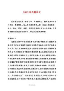 2025年名著作文