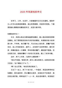 2025年玩游戲的作文