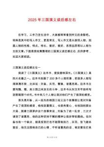 2025年三國演義讀后感左右