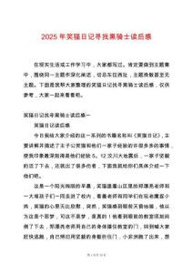 2025年笑貓日記尋找黑騎士讀后感