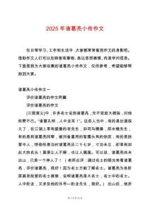 2025年諸葛亮小傳作文